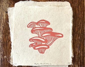Oyster Mushrooms 2 block print