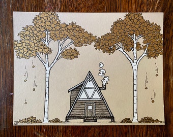A-Frame under the aspens drawing