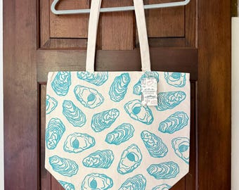 Block Printed Oyster Shells Tote Bag