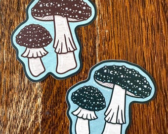 Mushroom Moon & Stars vinyl sticker