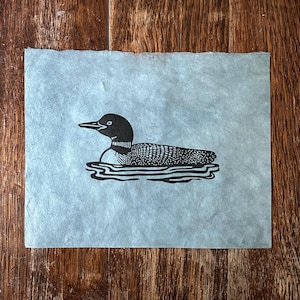 Common Loon block print