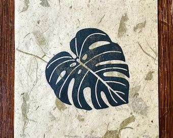 Monstera Deliciosa block print