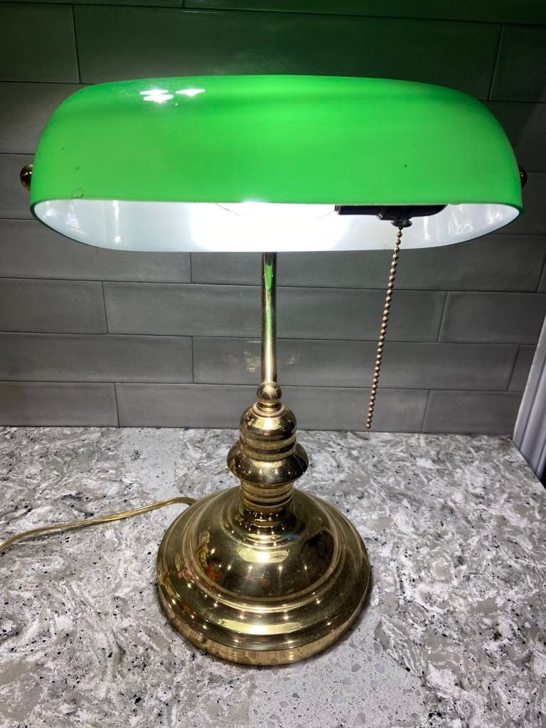 Solid Brass Bankers Lamp Art Deco Office Desktop Green Glass Shade England  Library University Classic Mantique Tiffany Gift Idea Him Her -  Canada