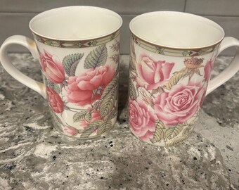 Mug vintage roses roses en porcelaine royale, série de collection