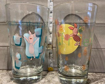 Set of 2 Vintage Piglet glasses.
