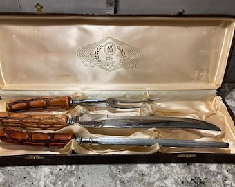 Vintage Canada Connoisseurs Choice Stainless Steel Cutlery Carving Knife Set.