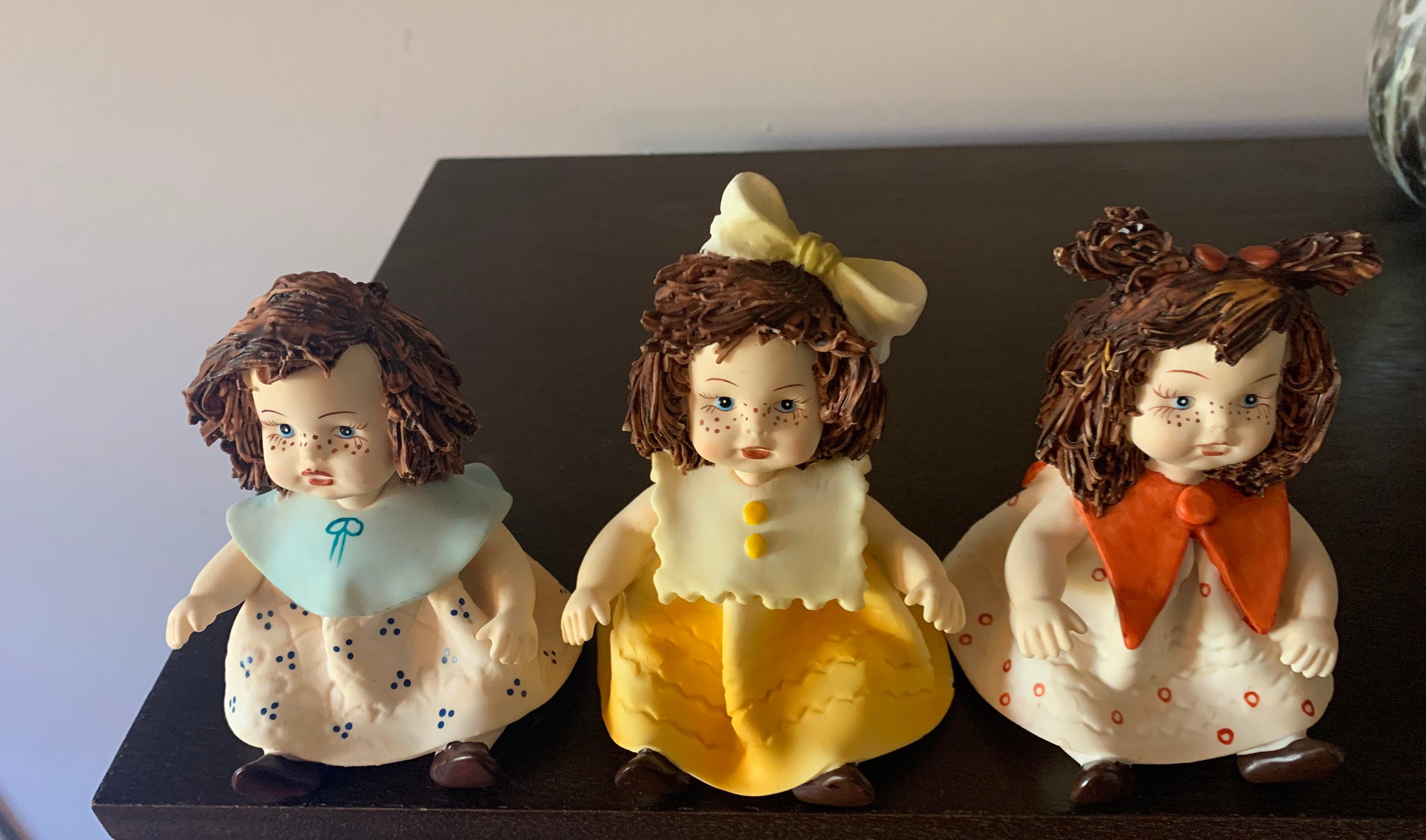 Vintage Set of 3 Sculptured in Italy ceramic dolls Etsy