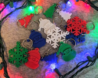 Christmas keychains: Santa, Tree, Snowflake - 3D printed
