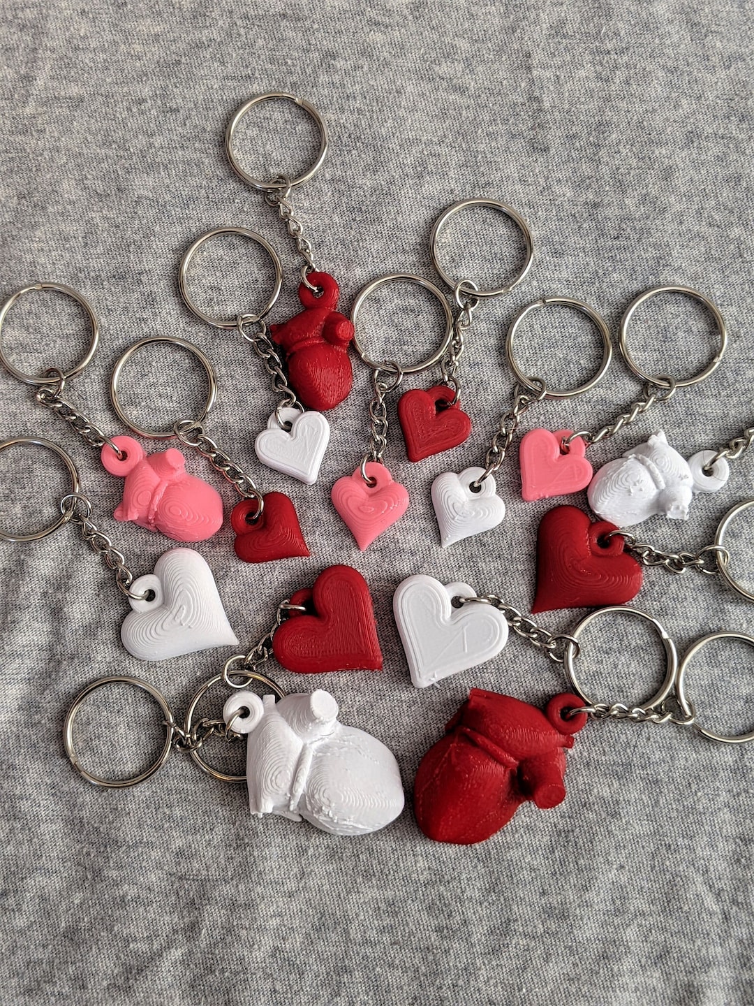 Valentine's Day Heart Shaped Keychain (2 Pack) 3D Printed