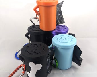 Personalizable clip on 3D printed poop bag holder (2 pack)