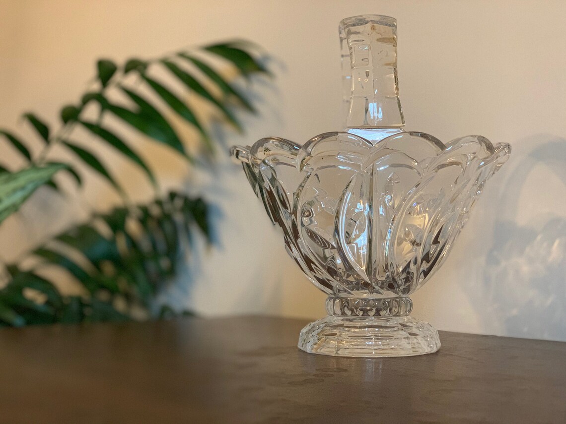 Crystal Glass Decorative Basket Candy Dish Flower Potpourri Etsy