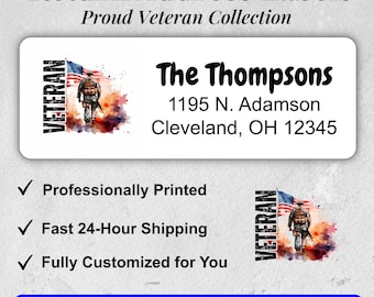 Proud Veteran Collection, Return Address Labels, Custom Mail Stickers, Patriotic
