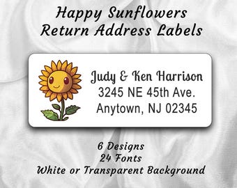 Sunflower Floral Return Address Labels: Personalized Mailing Stickers