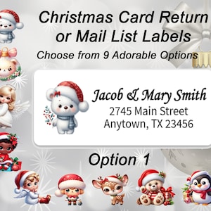 Christmas Address Labels Buy 2 Get One Free. Customized Return Address or your Mailing List Custom Address Stickers, Personalized Stickers