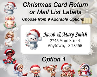 Christmas Address Labels Buy 2 Get One Free. Customized Return Address or your Mailing List Custom Address Stickers, Personalized Stickers