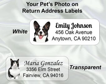 Your Pet Photo on  Return Address Labels: Personalized Mailing with dog or cat