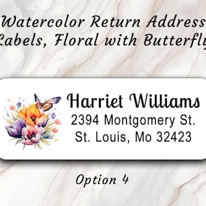Watercolor floral butterfly return address labels.  Buy 2 sheets get 1 FREE!  Adorable butterfly  mailing labels, personalized just for YOU!