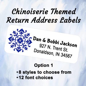 Chinoiserie Floral Return Address Labels – Vintage Style Mailing Stickers