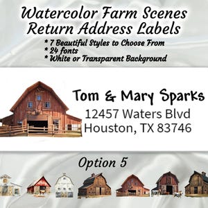 Return Address Labels Antique Barns in Watercolor. Buy 2 Get One Free ...