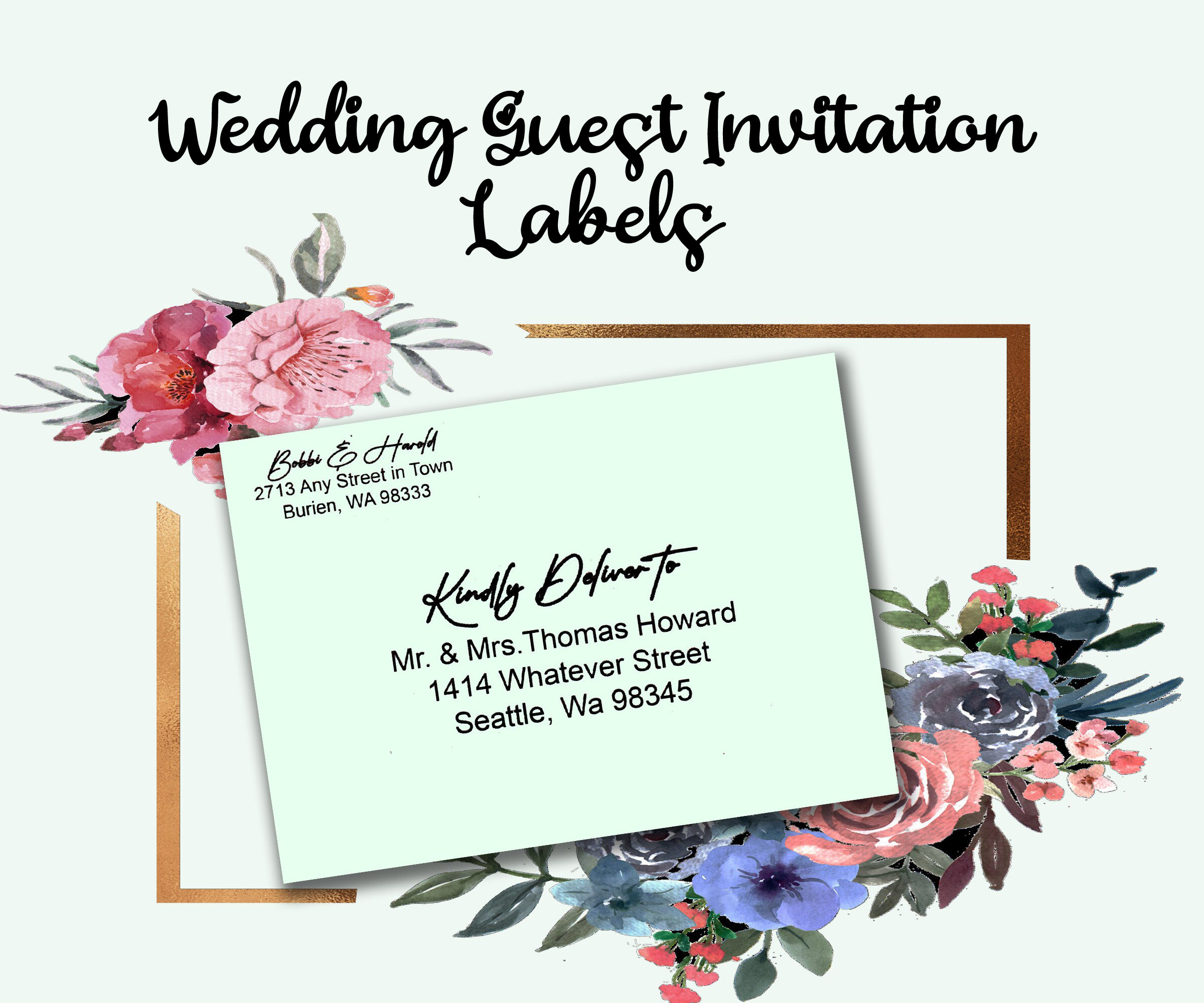 Wedding Guest Address Labels: Gold Foilcalligraphy, Transparent ...