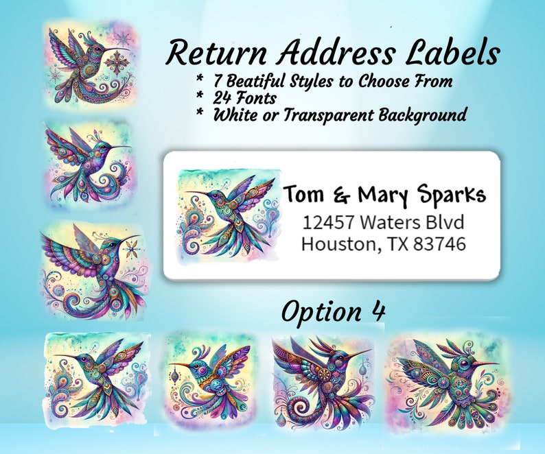 Hummingbird Return Address Labels, Alebrije Watercolor Custom Stickers ...