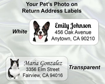 Pet photo return address label. Mailing labels printed on professional quality photo stock label paper adds warmth and love to your mails!