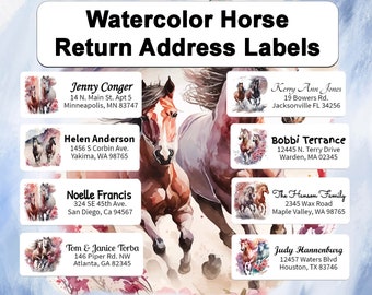 Horse Address Labels.  Buy 2 sheets get 1 FREE!  Personalized  and Customized mailing stickers. 1" X 2 5/8" size, 30 labels per sheet.