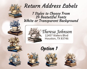 Return Address Labels Adorable Watercolor Old Fashioned Design. Buy 2 Get One Free! Mailing Stickers, white or clear. 24 Fonts! Personalized