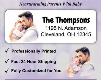 Parent baby Return Address Labels, Birth Announcement stickers