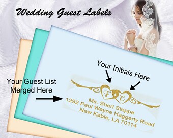 Wedding Guest Address Labels. Save the date, transparent calligraphy, large size for Formal addressing. Foil options!.