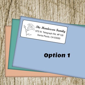 Flower Return Address Labels,  Choose Your Floral Design,  and Fonts.  Flower Address Stickers,  Unique line art