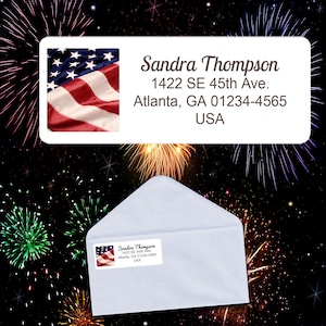 Return Address Labels.  Buy 2 Get 1 FREE, Patriotic mailing Stickers, American flag  Best Seller