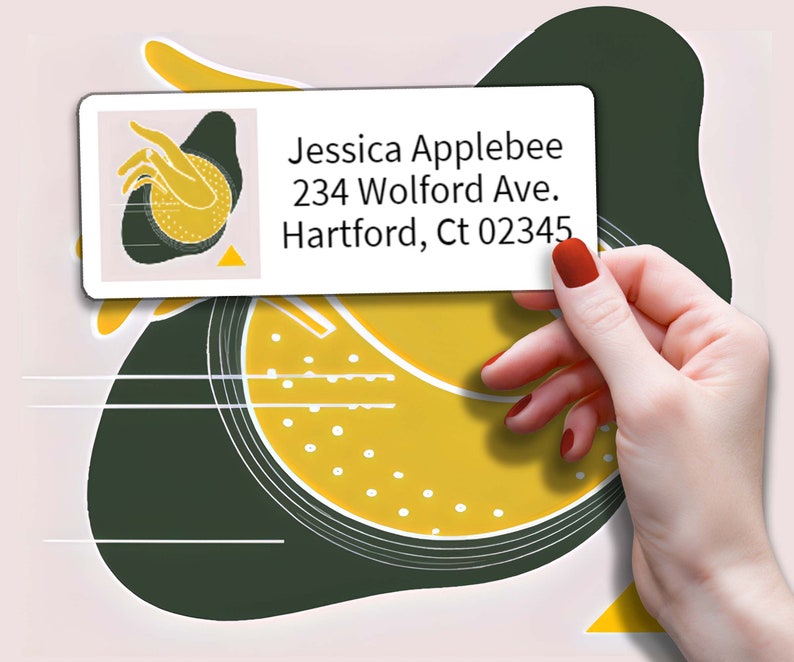 Mid Century Modern Art Return Address Labels, Buy 2 Sheets Get One FREE