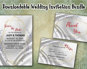 Minimalist Wedding Invitation, Edit online and download instantly.  Try online for FREE!  Great way to save money on Wedding Invitations.