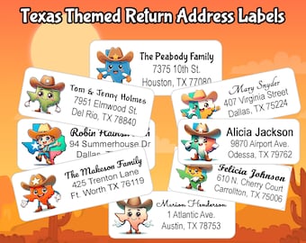 Return Address Labels Texas Themed.  Buy 2 sheets get 1 FREE!  Personalized  and Customized mailing stickers made just for Y'ALL!