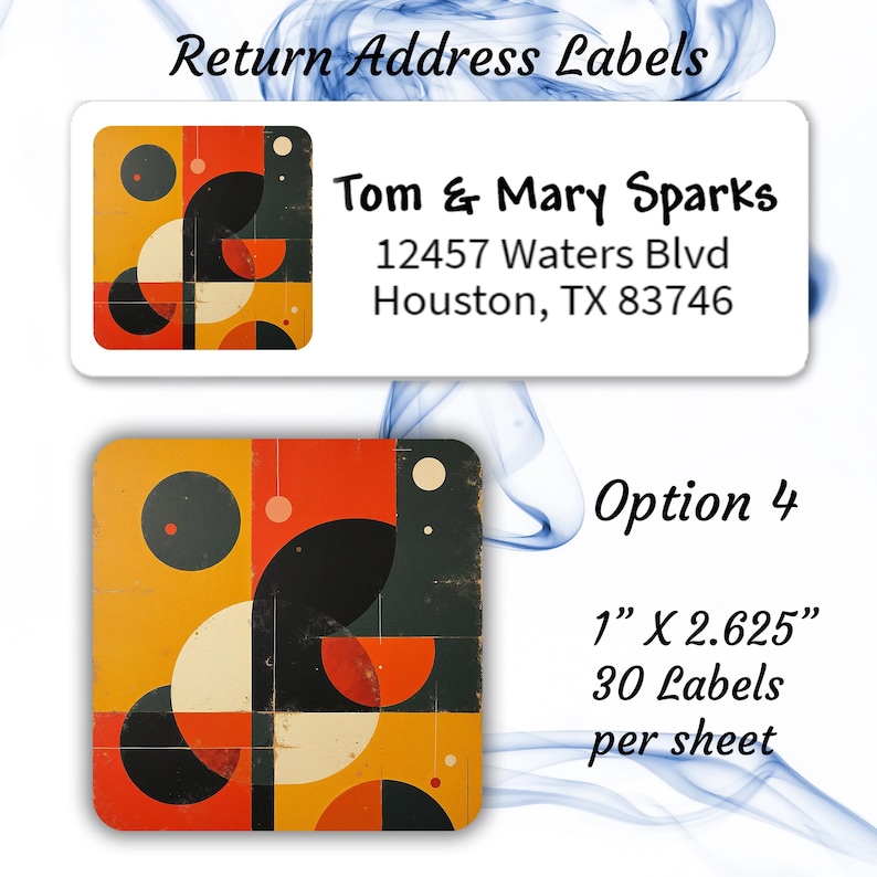 Mid Century Modern Return Address Labels: Abstract Geometric Stickers ...