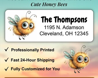 Honey Bee Return Address Labels,Bumblebee mailing stickers, back to nature
