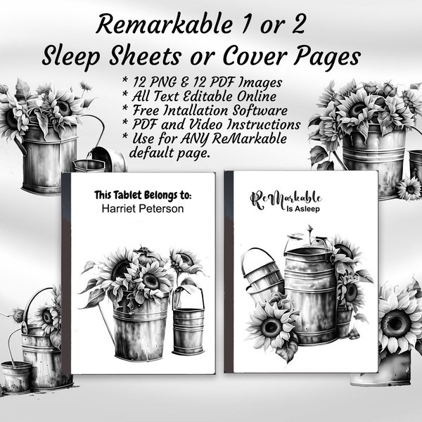 Remarkable 2 Sleep Screens, Covers Customizable in a Browser Sunflowers 6 PreMade Sleep Screens, 6 Customizable Pages. FREE Install Software