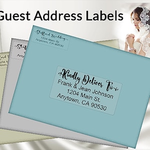 Wedding Guest Address Label Clear Custom Address Sticker Invitation Transparent with Options for Gold, Rose Gold, Silver, Mint or White Ink