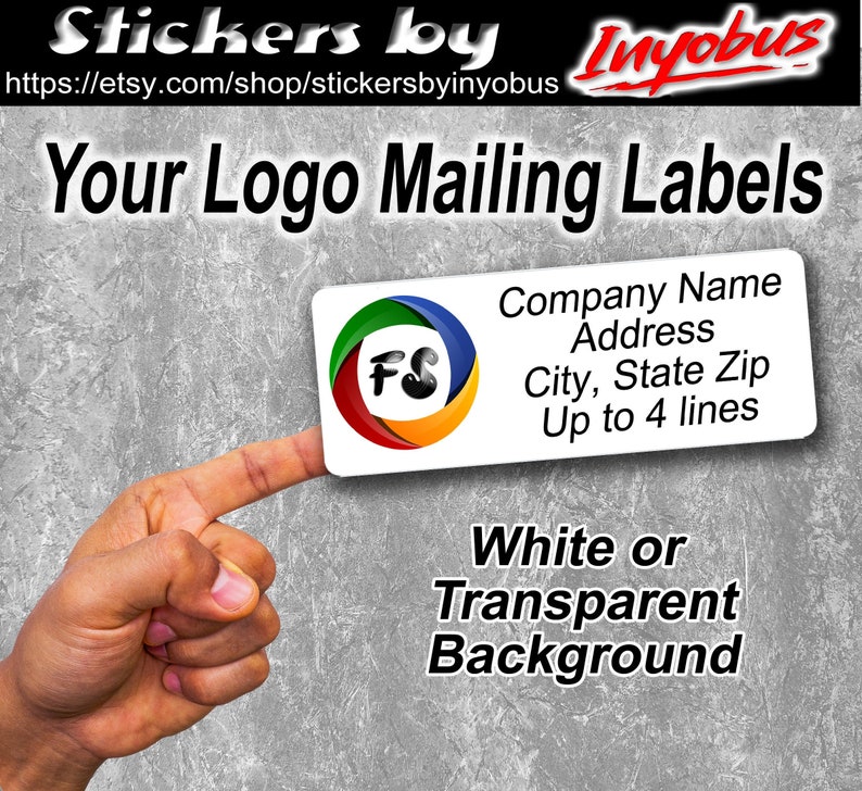 Return Address Label with Logo, Buy 2 Get 1 Free, Return address labels small business White or Transparent Custom Stickers image 1