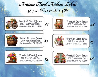 Return address labels, buy 2 get 1 FREE!  Antique Floral theme.  Personalized  and Customized mailing stickers made just for YOU!