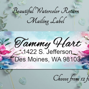 Return Mailing Labels! Watercolor Floral Personalized Return Mailing Labels - Buy 2 Get 1 Free, Watercolor Floral Address Stickers,