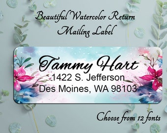 mailing label for return! Watercolor Floral Personalized Return Mailing Labels - Buy 2 Get 1 Free, Watercolor Floral Address Stickers,