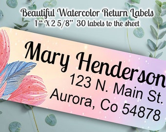 Floral Watercolor Return Address Labels - Buy 2 Get 1 FREE!  Stationery, 30 Peel & Stick envelope return Labels