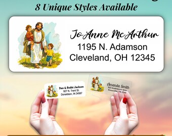 Jesus with Children Return Address Labels, Watercolor  Religious Stationery
