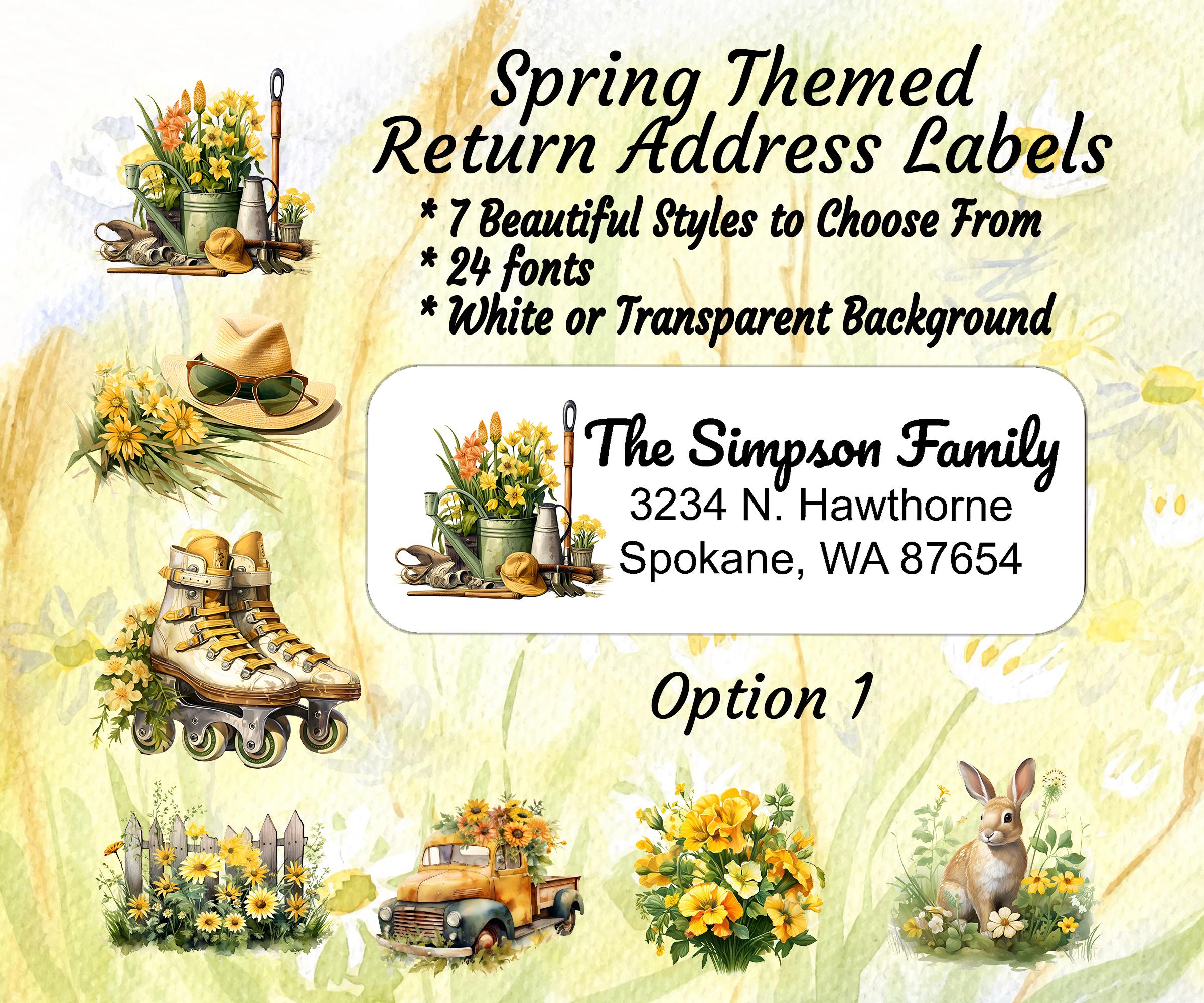 Spring Address Label Template Spring Floral Return Address Labels: Personalized Mailing Stickers - Etsy