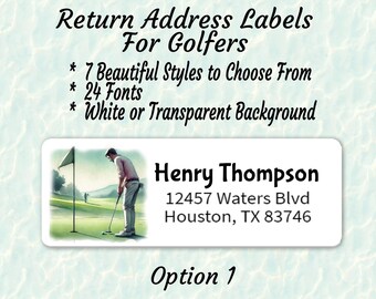 Return Address Labels, Perfect Gift Idea for Golfers. Buy 2 Get 1 FREE! Self Sticking Watercolor Golfing Gifts for Him.