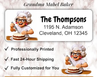 Personalized Baker Return Address Labels: Custom Cartoon or Photo (2.625 x 1 inch)