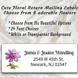 Floral return address labels, buy 2 sheets get 1 FREE!  Cute floral designs. Personalized  and Customized just for YOU!
