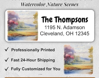 Personalized Return Address Labels with Nature Landscapes for Gift Shoppers and Custom Mailing Stickers
